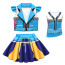 Girls K-Pop Demon Hunters Zoey Costume - Blue Yellow Shirt Vest Skirt Set Zoey Cosplay
