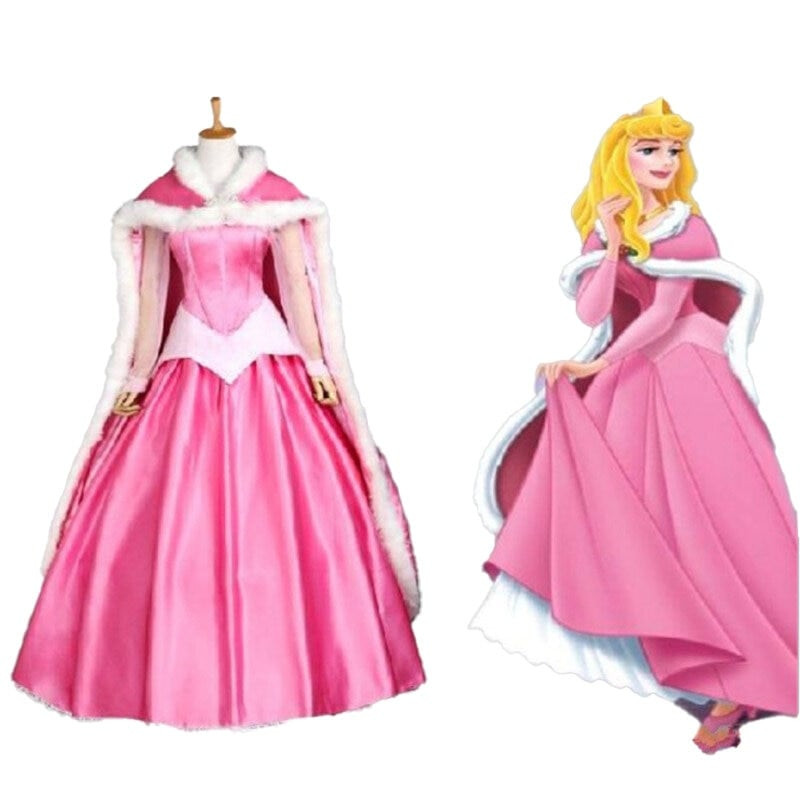 Sleeping Beauty Aurora Costume - Pink Dress And Cloak Aurora Cosplay