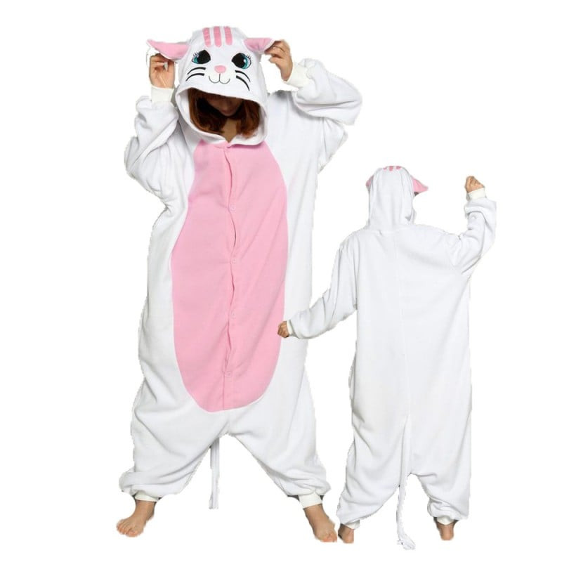 Kids White Cat Costume - Onesie Jumpsuit White Cat Cosplay