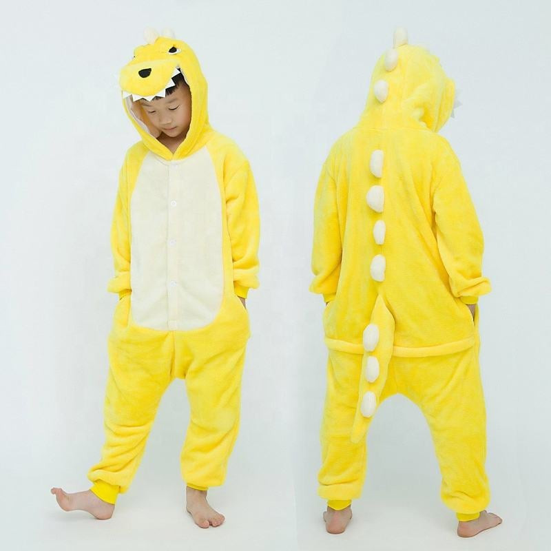 Kids Yellow Dinosaur Costume - Onesie Jumpsuit Yellow Dinosaur Cosplay