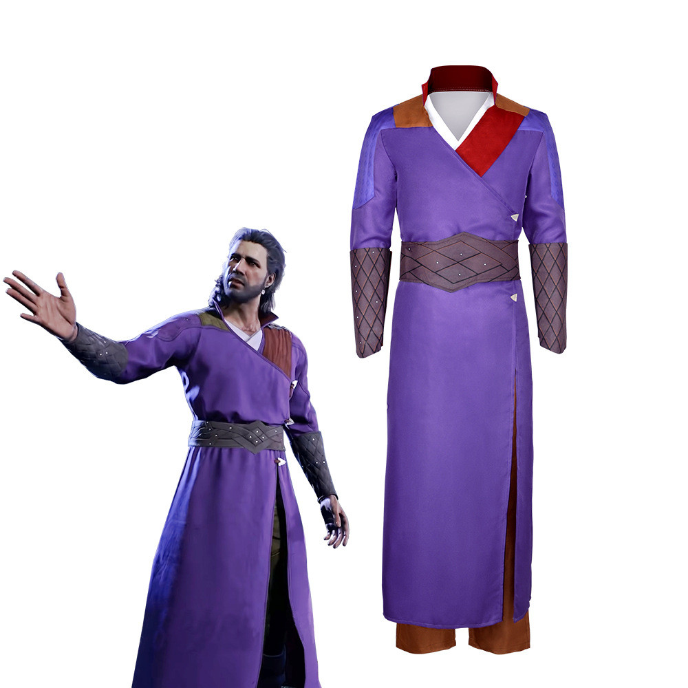 Baldur's Gate 3 Gale Dekario Costume - Purple Coat Shirt Pants Set Gale Dekario Cosplay