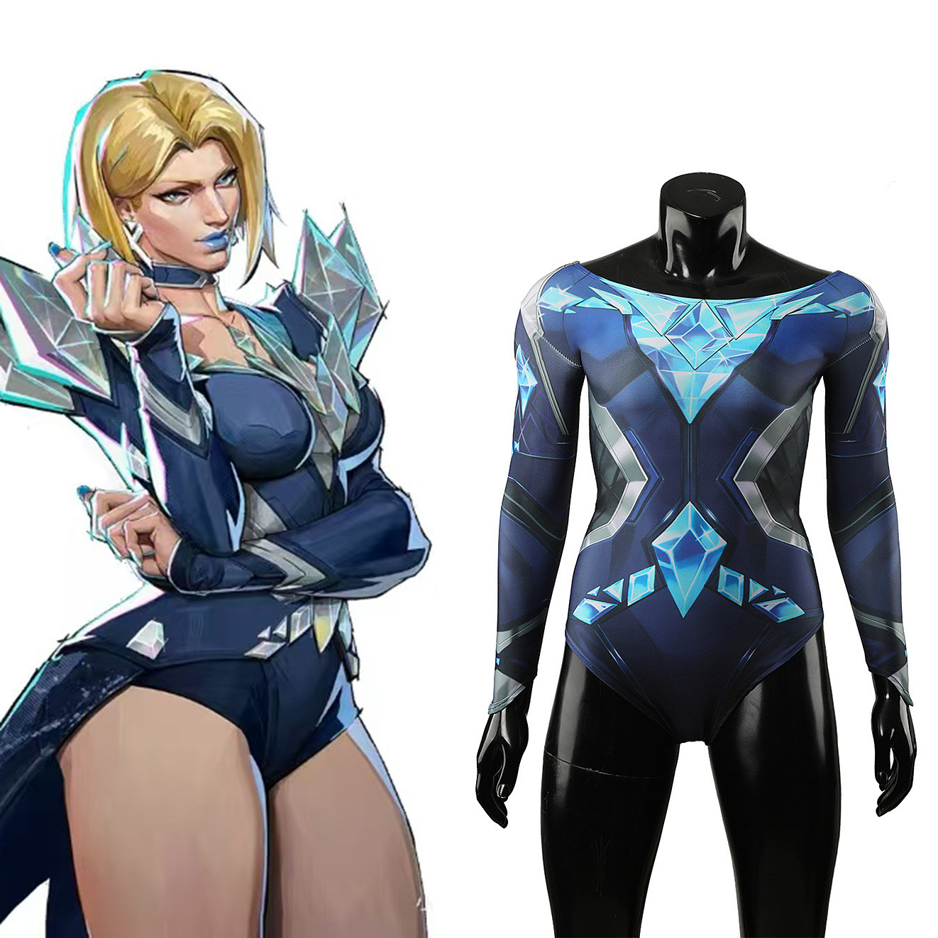 Marvel Rivals Emma Frost Blue Sapphire Swimsuit Costume - Blue Bodysuit Emma Frost Cosplay