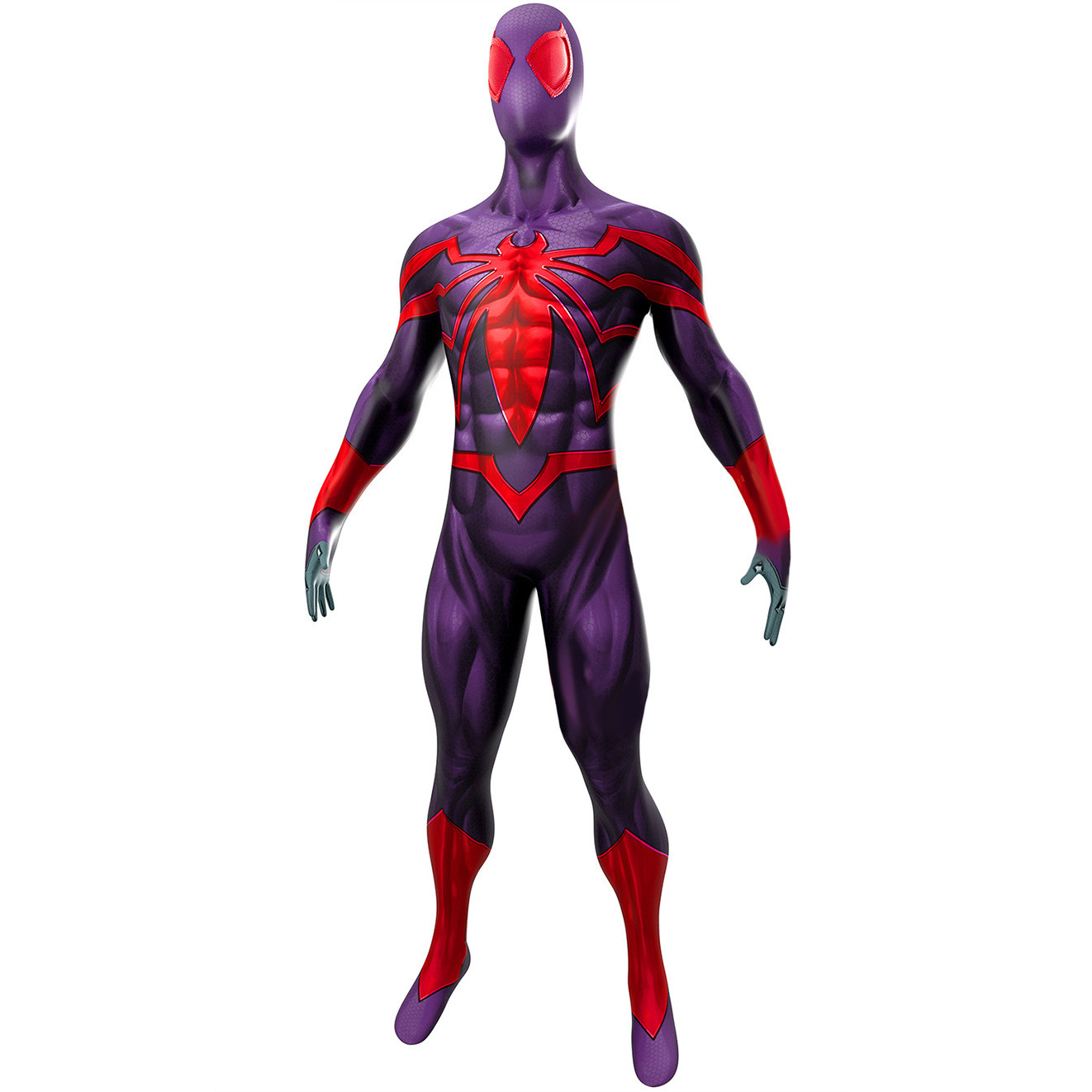 Spider-Man Miles Morales The Vibranium Bodysuit Costume - Purple Bodysuit Mask Spider Man Cosplay