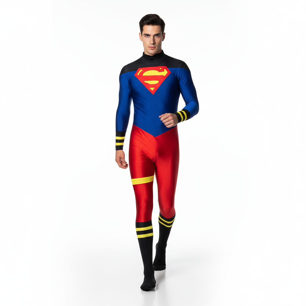 Teen Titans Superboy Kon-El Conner Costume - Navy Red Black Shoulder Bodysuit Superboy Cosplay