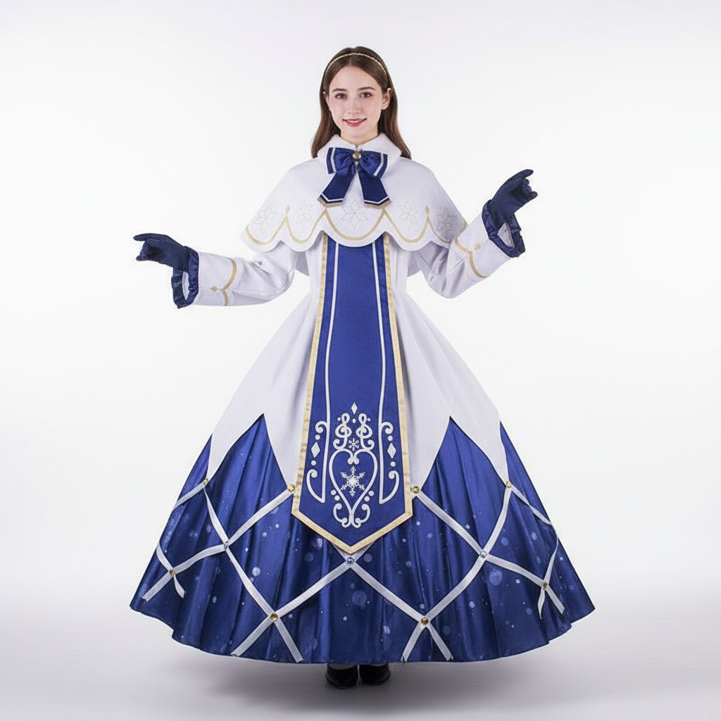 Hatsune Miku Snow Miku Costume - Blue White Dress Full Set Snow Miku Cosplay