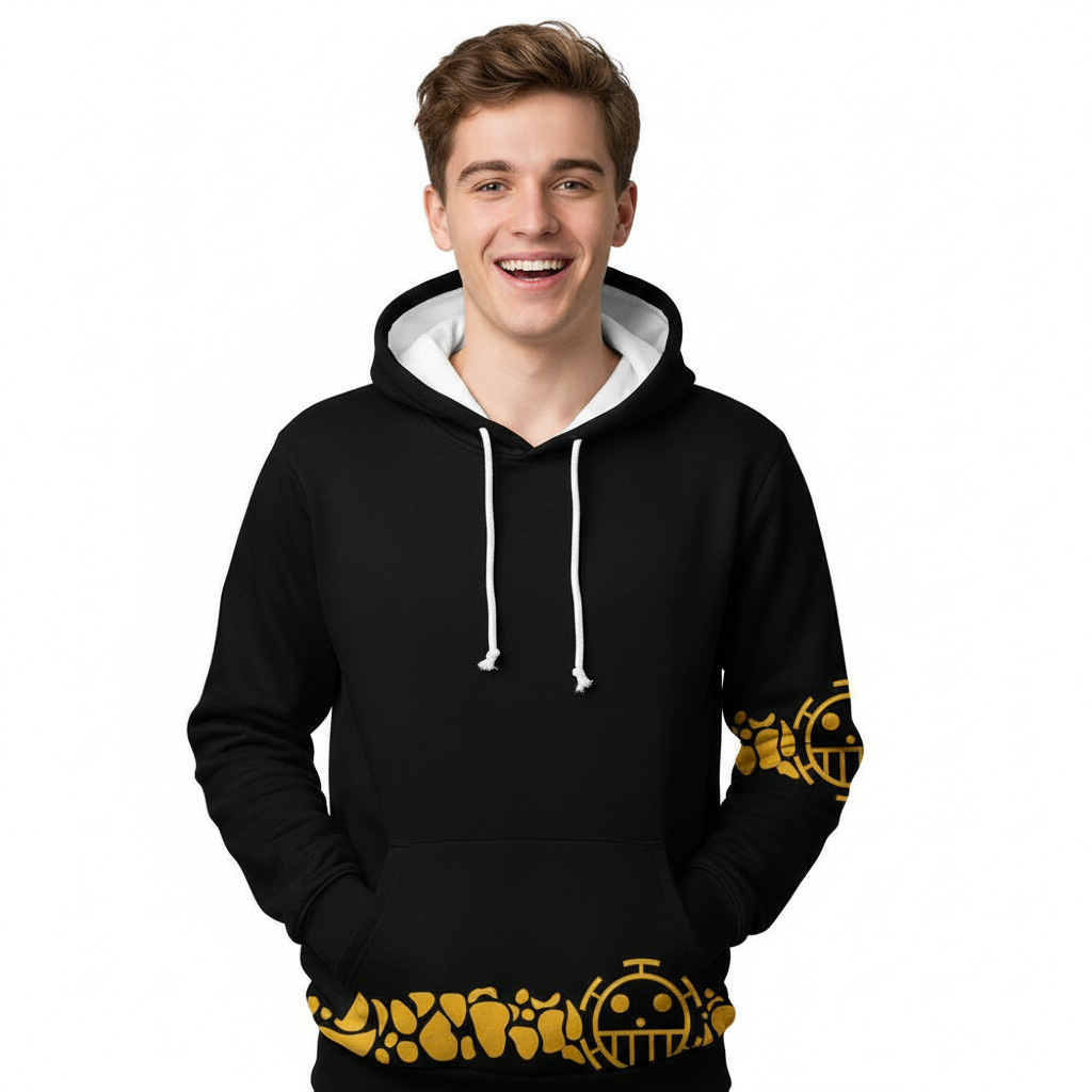 One Piece Trafalgar D. Water Law Costume - Black Hoodie Trafalgar Water Law Cosplay