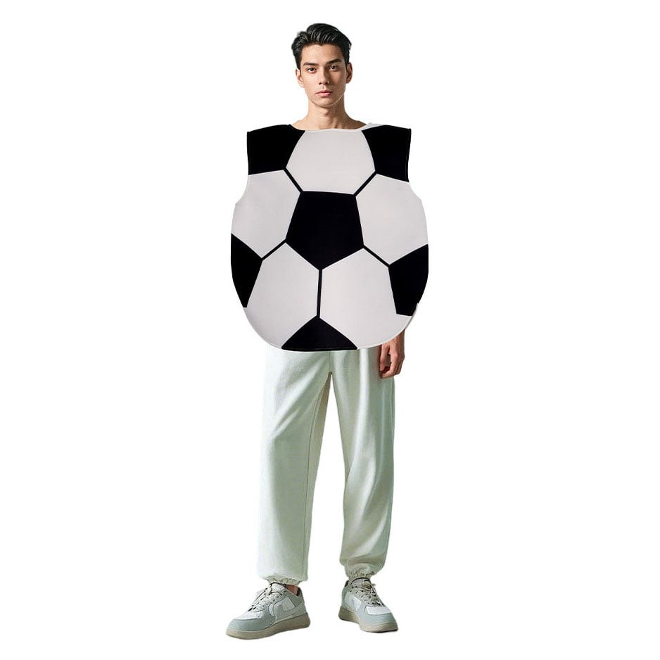 Classic Retro Football Soccer Ball Costume - Black and White Checked Soccer Ball Cosplay