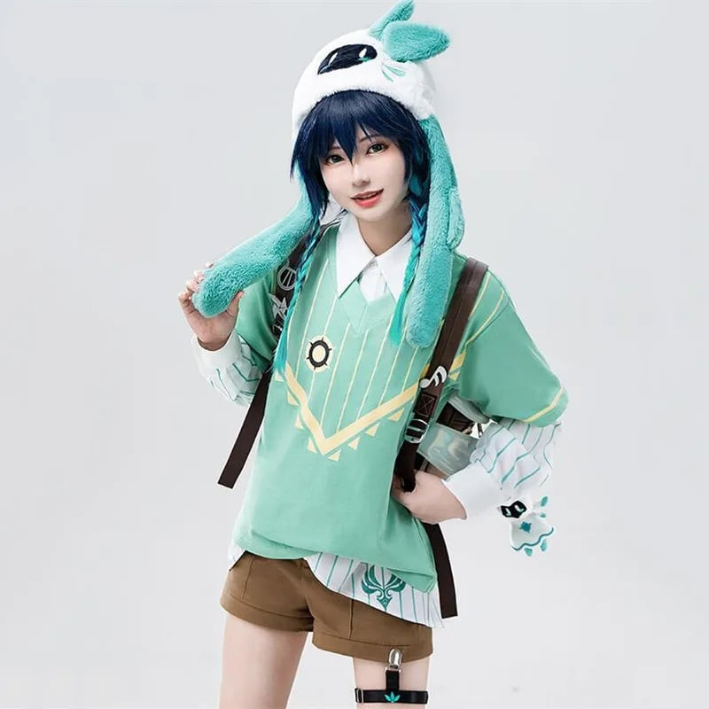Genshin Impact Venti Costume - Green Shirt Set Venti Cosplay