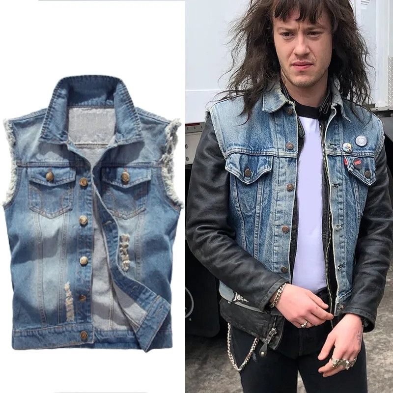 Eddie Munson Costume - Denim Jacket Sleeveless Eddie Munson Jacket