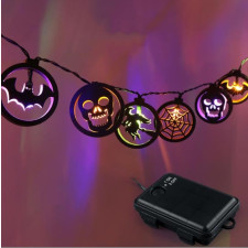 Skull Bat Witch Spider Web LED Lights Halloween Decoration 3M