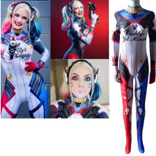 Harley Quinn D.Va Crossover Costume - Bodysuit Harley Quinn D.Va Crossover Cosplay