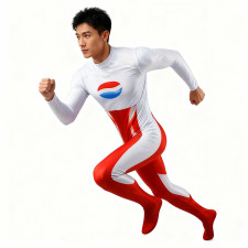 Pepsi Man Costume - Red White Bodysuit Headcover Set Pepsi Man Cosplay