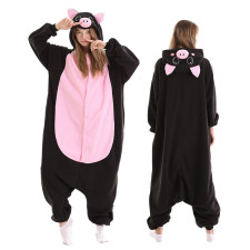 Kids Pink Black Pig Costume - Onesie Jumpsuit Pink Black Pig Cosplay
