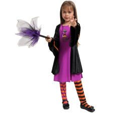 Kids Black Cat Witch Costume - Purple Dress Hat Set Witch Cosplay