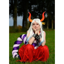 One Piece Yamato Wig And Horns Headpiece - Yamato Cosplay Costume Headpiece