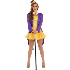 Women Charlie and The Chocolate Factory Willy Wonka Costume - Purple Coat Skirt Willy Wonka Cosplay