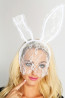 Halloween White Lace Long Bunny Ears Headband Costume
