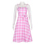 Barbie Movie 2023 Margot Robbie Costume - Pink Gingham Dress Barbie Margot Robbie Cosplay