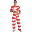 Prisoner Costume - Red Striped Jumpsuit Prisoner Cosplay