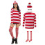 Women and Girls Where's Waldo Costume - Striped Dress Full Set Waldo Cosplay