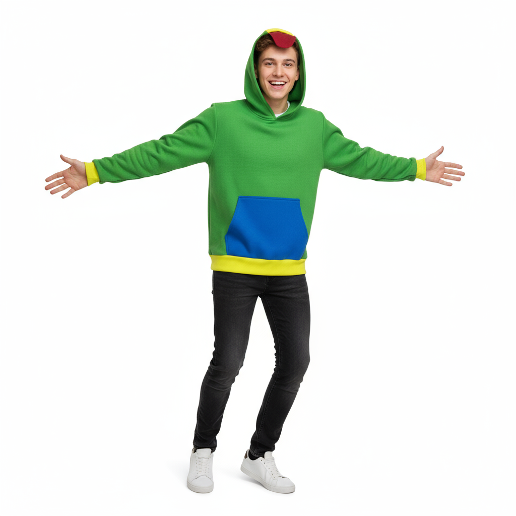 Brawl Stars Leon Costume - Tongue Green Hoodie Leon Cosplay