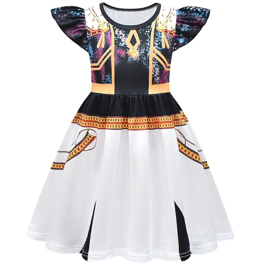 Girls K-Pop Demon Hunters Zoey Costume - Black White Gold Dress Stage Outfit Zoey Cosplay
