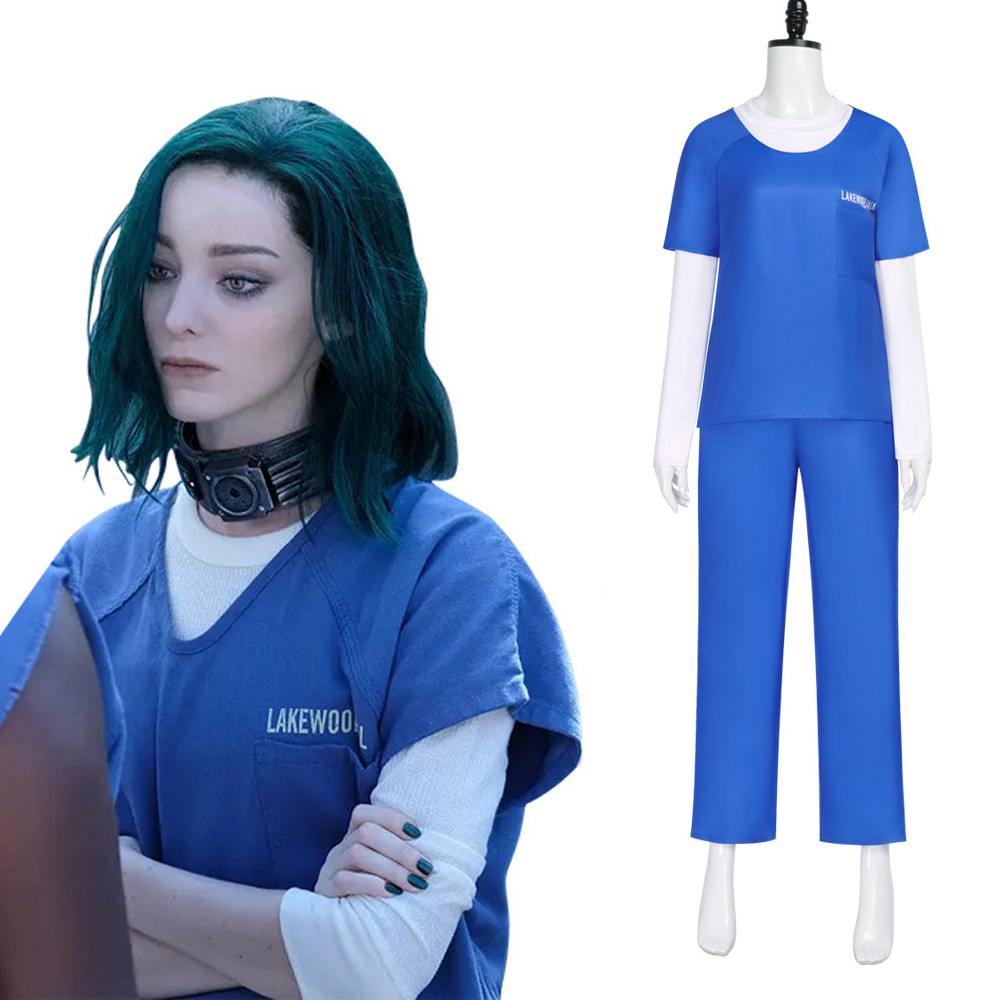 The Gifted Lorna Prison Outfit Costume - Blue Shirt Pants Lorna Cosplay