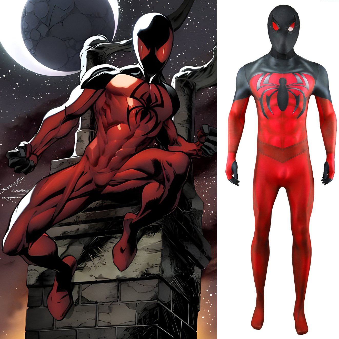 Spider-Man Scarlet Spider Kaine Parker Costume - Red Black Bodysuit Scarlet Spider Kaine Parker Cosplay