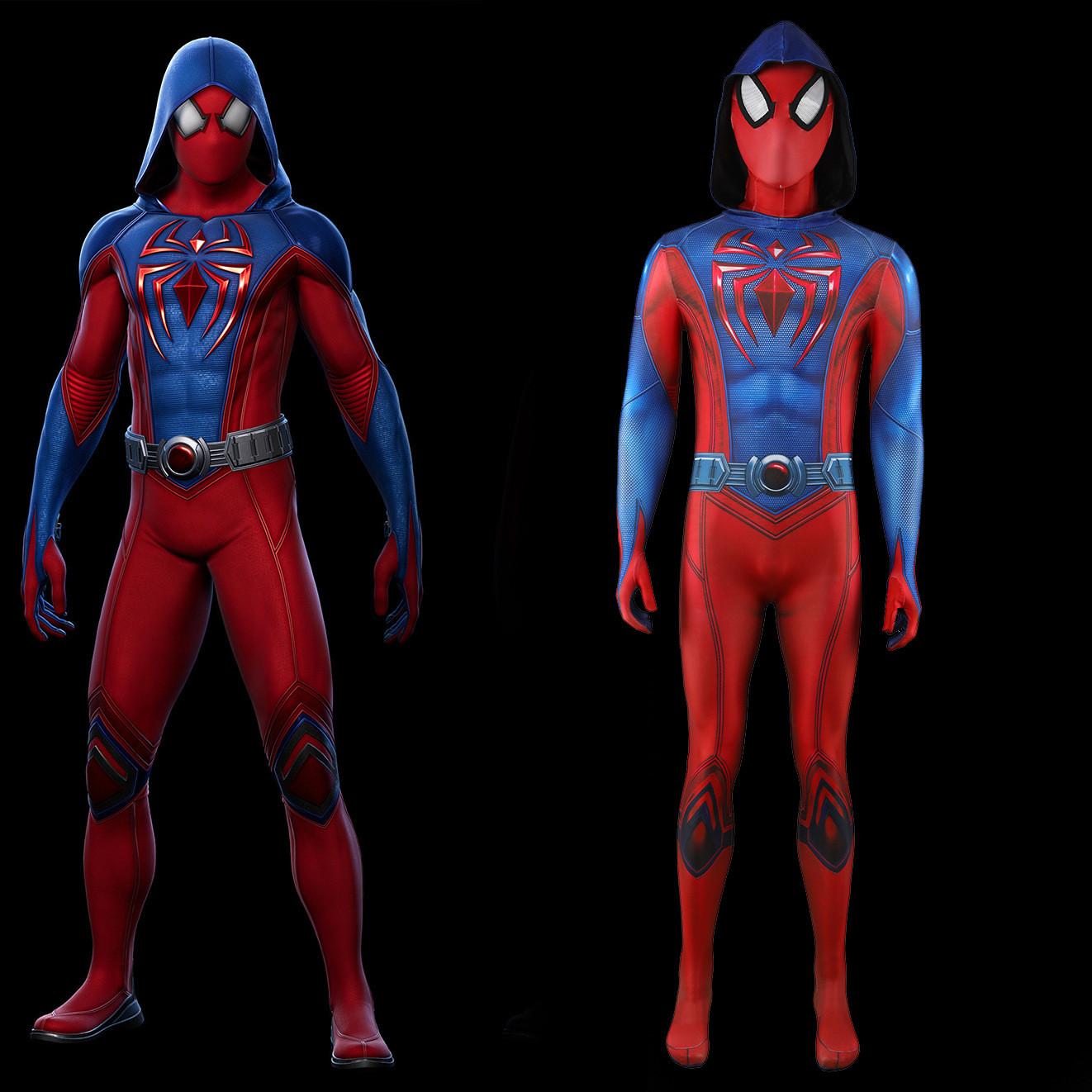 Spider-Man 2 Spider-Man Scarlet Spider III Red Blue Suit Costume - Bodysuit Spider-Man Scarlet Spider III Red Blue Cosplay