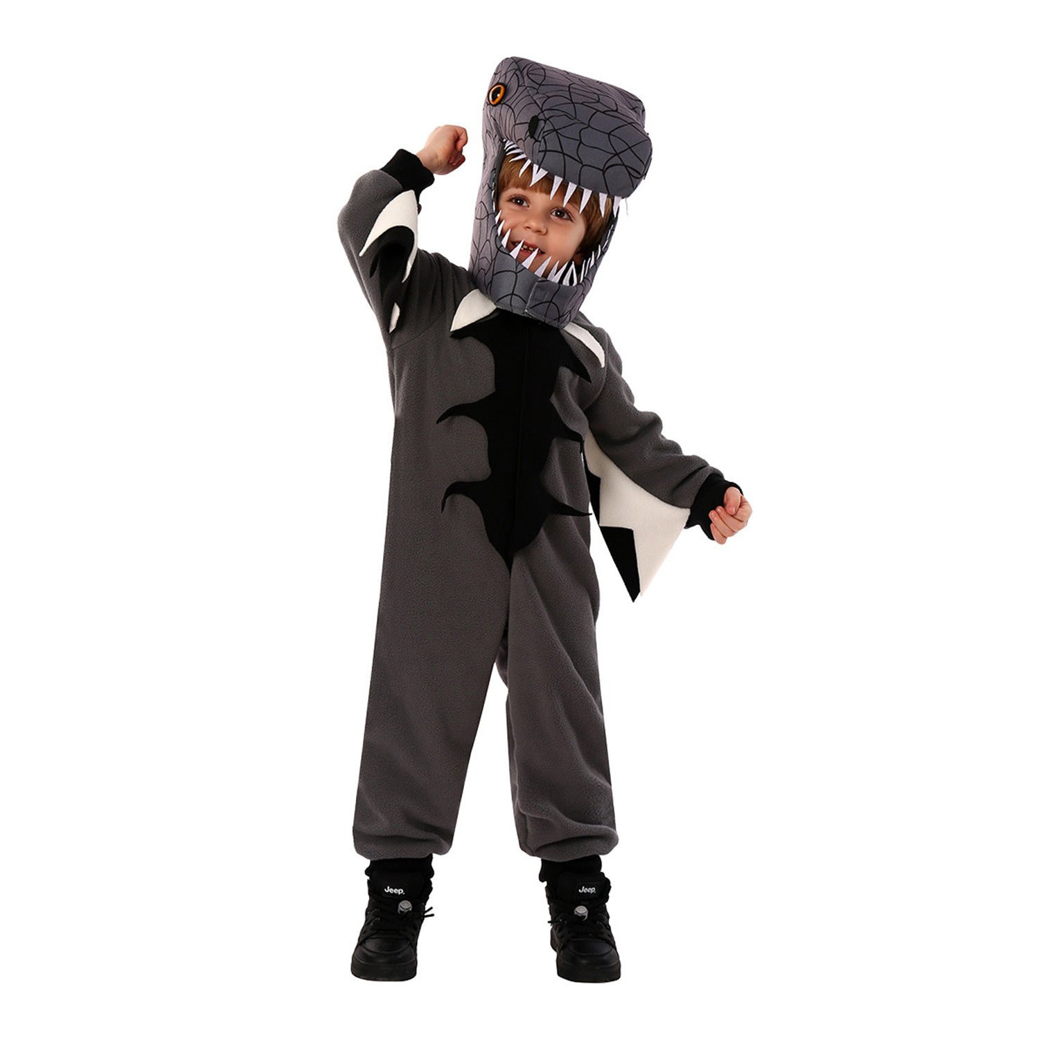 Kids Black T-Rex Costume - Mask and Jumpsuit T-Rex Cosplay