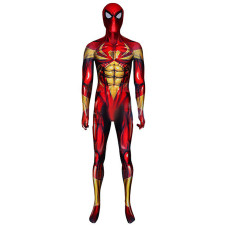 The Amazing Spider-Man Iron Spider Costume - Red Muscle Pattern Bodysuit Mask Iron Spider Cosplay