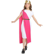 Girls Ancient Roman Era Costume - White Pink Robe Roman Cosplay