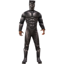 Men's Deluxe Black Panther Muscle Chest Battle Suit Costume And Mask