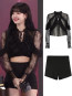 Blackpink Lisa Costume - Black Sexy Frilled Lace Top Short Lisa Cosplay