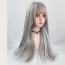 Black Pink Lisa Wig - Long Grey Full Bangs Wig Lisa Manoban Cosplay Costume
