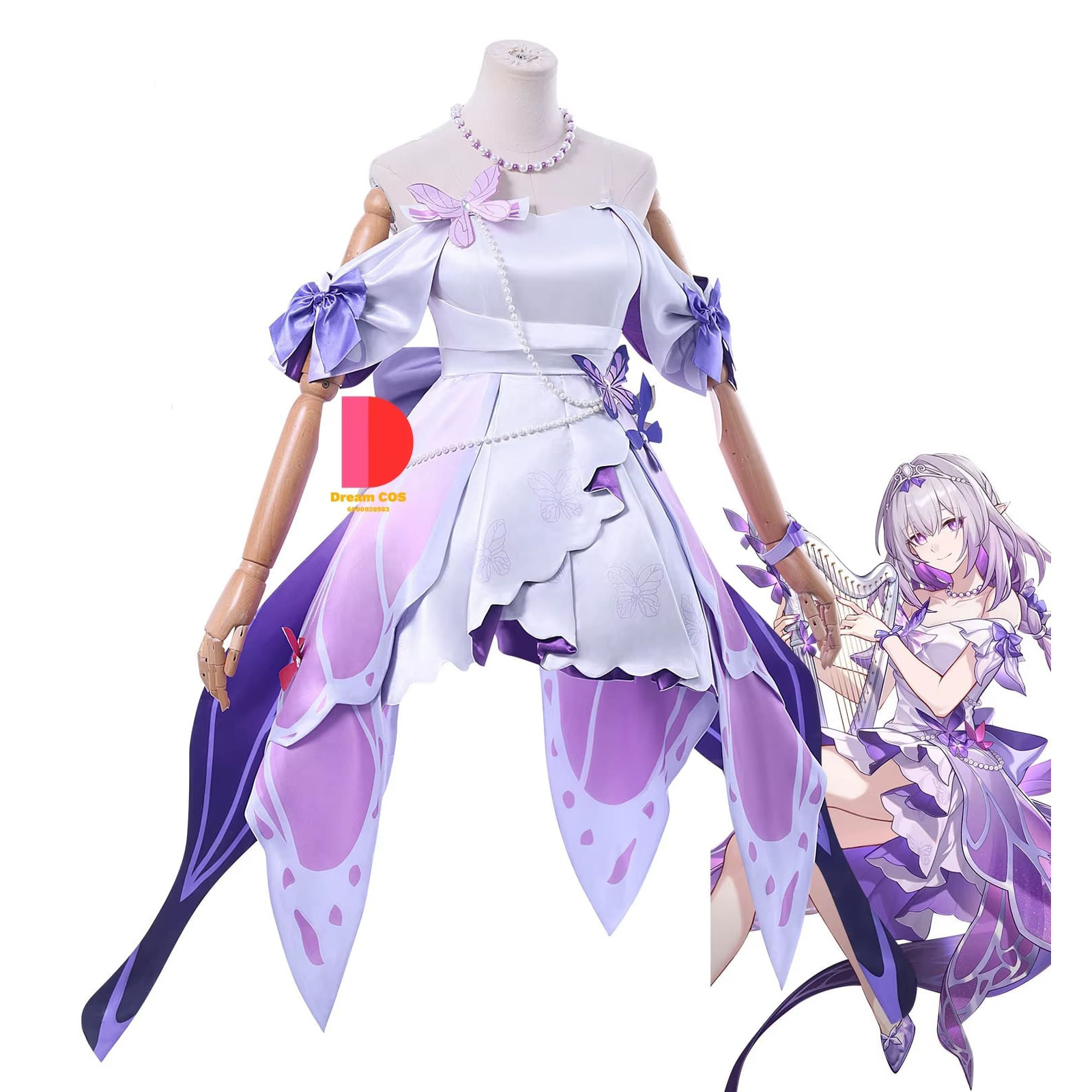 Honkai Star Rail Castorice Costume - Purple White Dress Castorice Cosplay