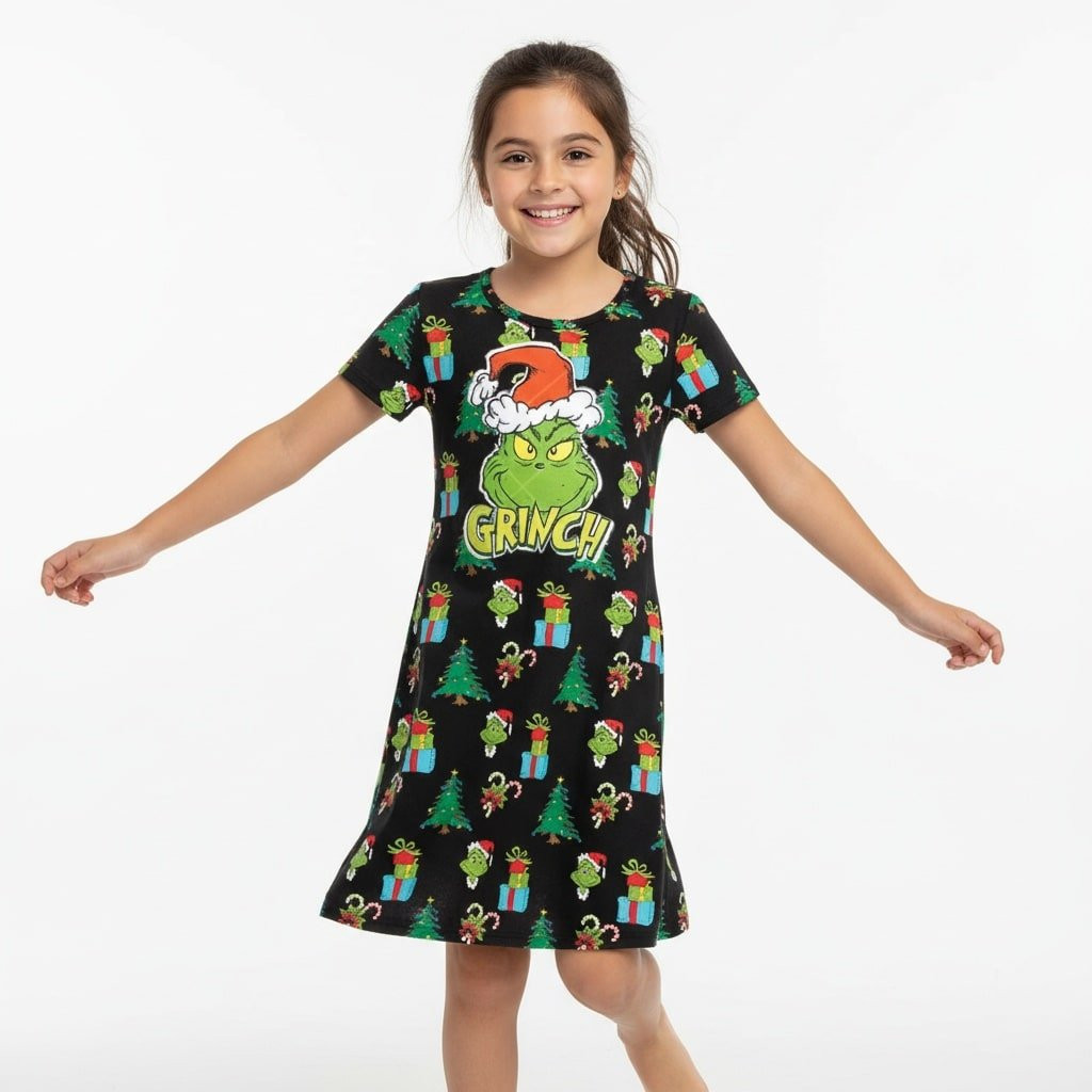 Girls The Grinch Dress Costume - Black Dress Grinch Cosplay