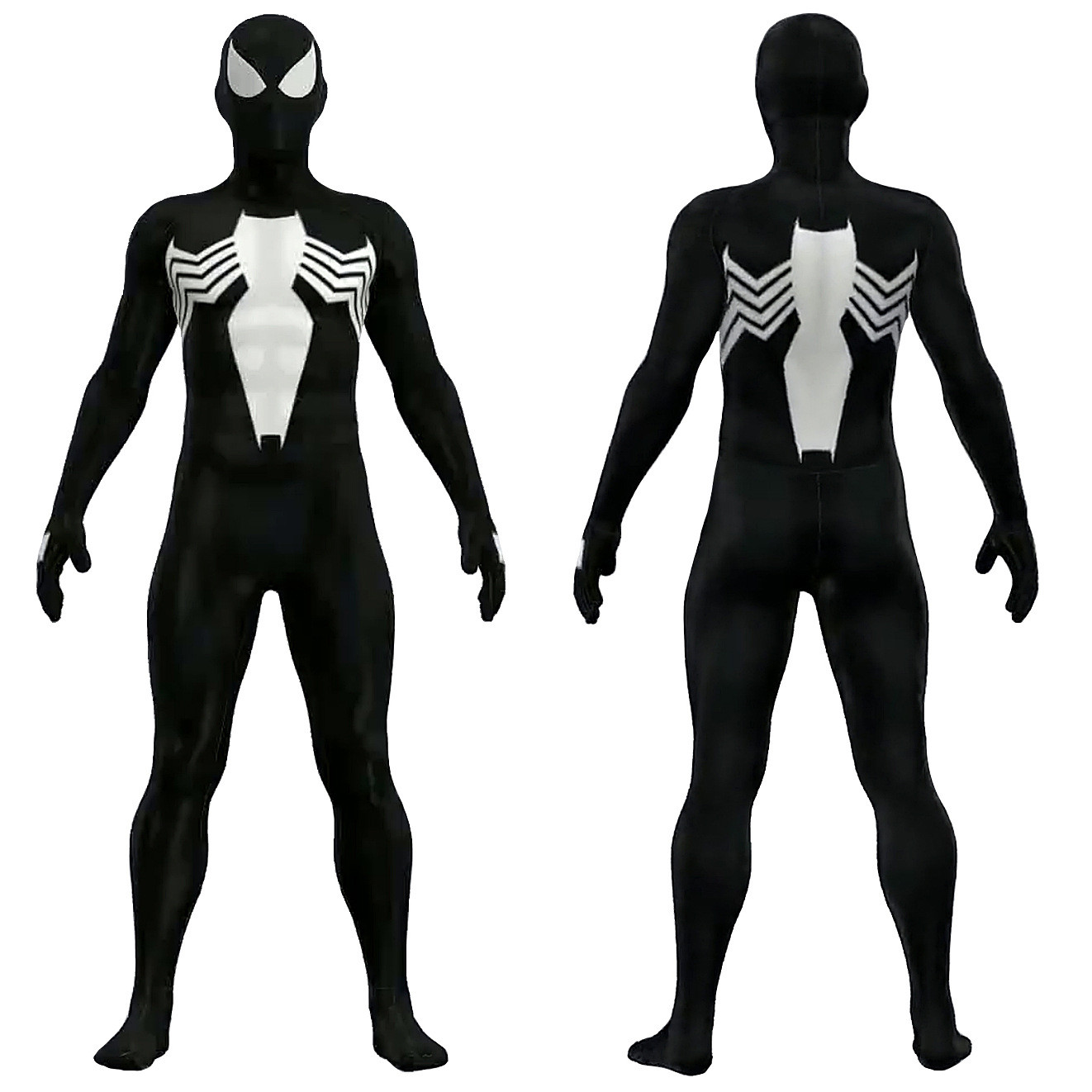 Spider-Man Animated Cartoon Symbiote Suit Costume - Black Bodysuit Mask Spider Man Cosplay