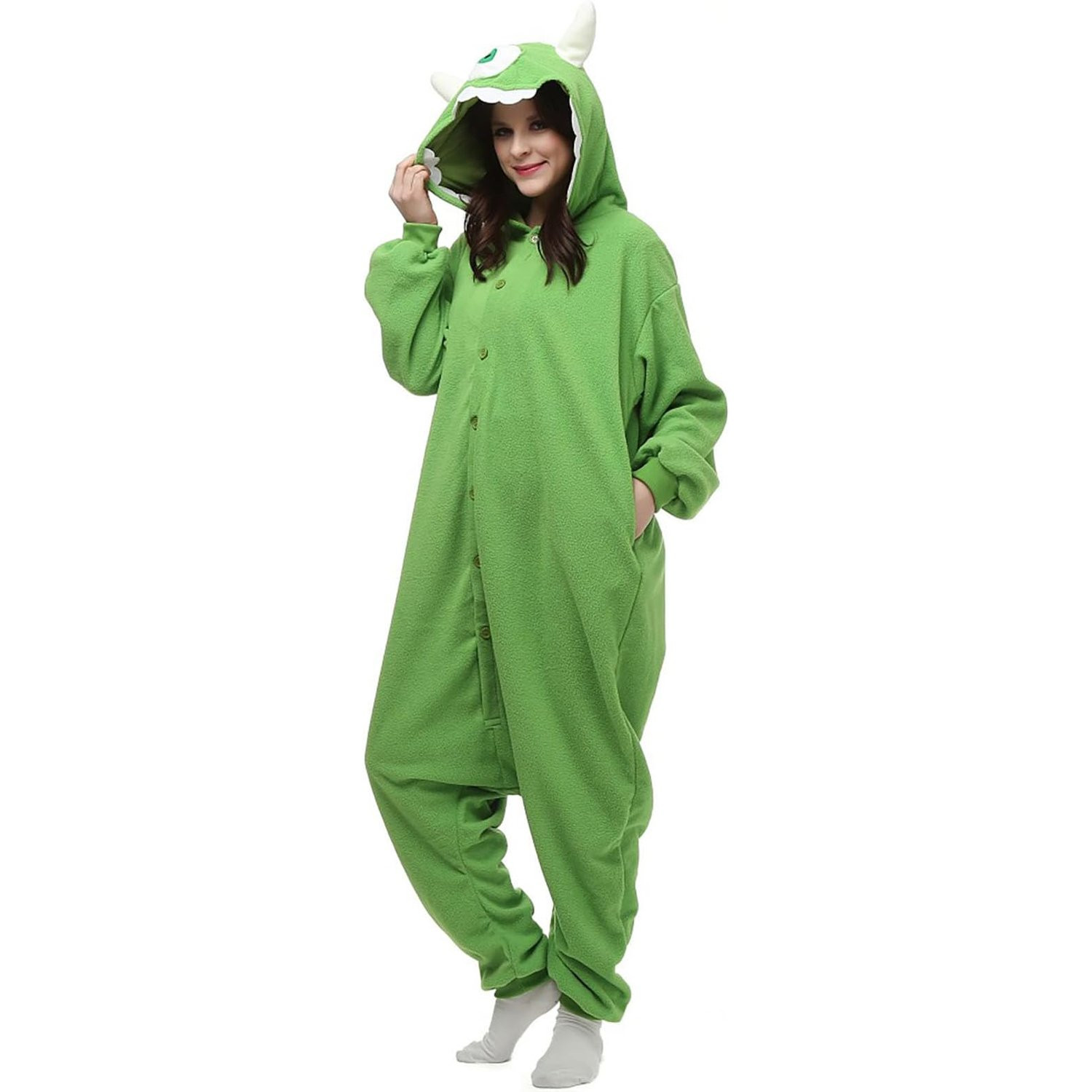 Kids Green Monster Inc Mike Costume - Onesie Jumpsuit Green Monster Cosplay
