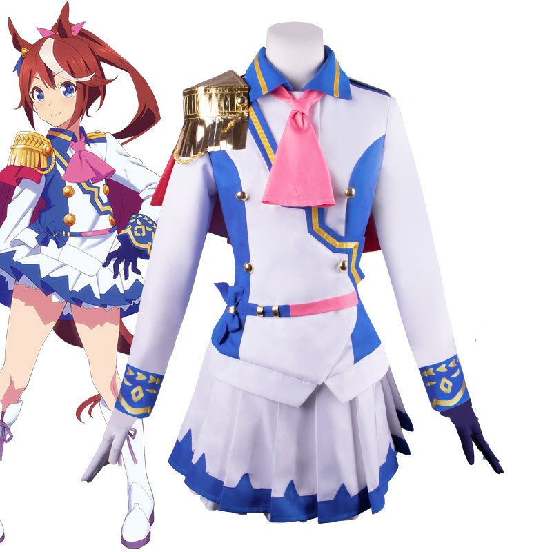 Uma Musume Pretty Derby Tokai Teio Costume - White Blue Dress Tokai Teio Cosplay