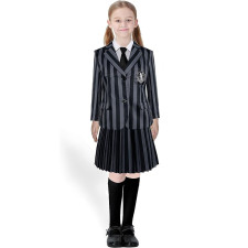 Wednesday Addams Costume - Girls Black School Uniform Dress Nevermore Academy Wednesday Cosplay
