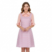 Wicked Glinda The Good Witch Costume - Striped Dress Glinda Witch Cosplay