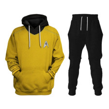 Star Trek The Original Series Starfleet Yellow Uniform Costume - Hoodie Sweatpants Starfleet Yellow Uniform Cosplay