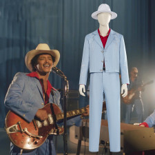 Bruno Mars Die With A Smile Music Video Outfit Costume - Blue Suit Hat Full Set Bruno Mars Cosplay