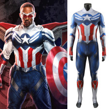 Captain America Brave New World Sam Wilson Costume - Blue Red White Bodysuit Captain America Cosplay