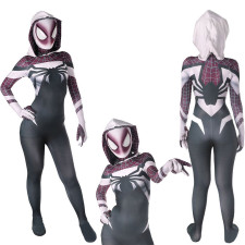 Edge of Spider-Verse Spider-Gwen Dark Purple Suit Costume - Bodysuit Hood Spider-Gwen Dark Purple Suit Cosplay