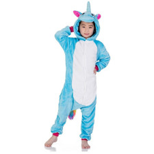Kids Blue Rainbow Tail Unicorn Costume - Onesie Jumpsuit Blue Rainbow Tail Unicorn Cosplay
