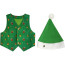 Kids Christmas Costume - Green Vest Hat Set Christmas Cosplay
