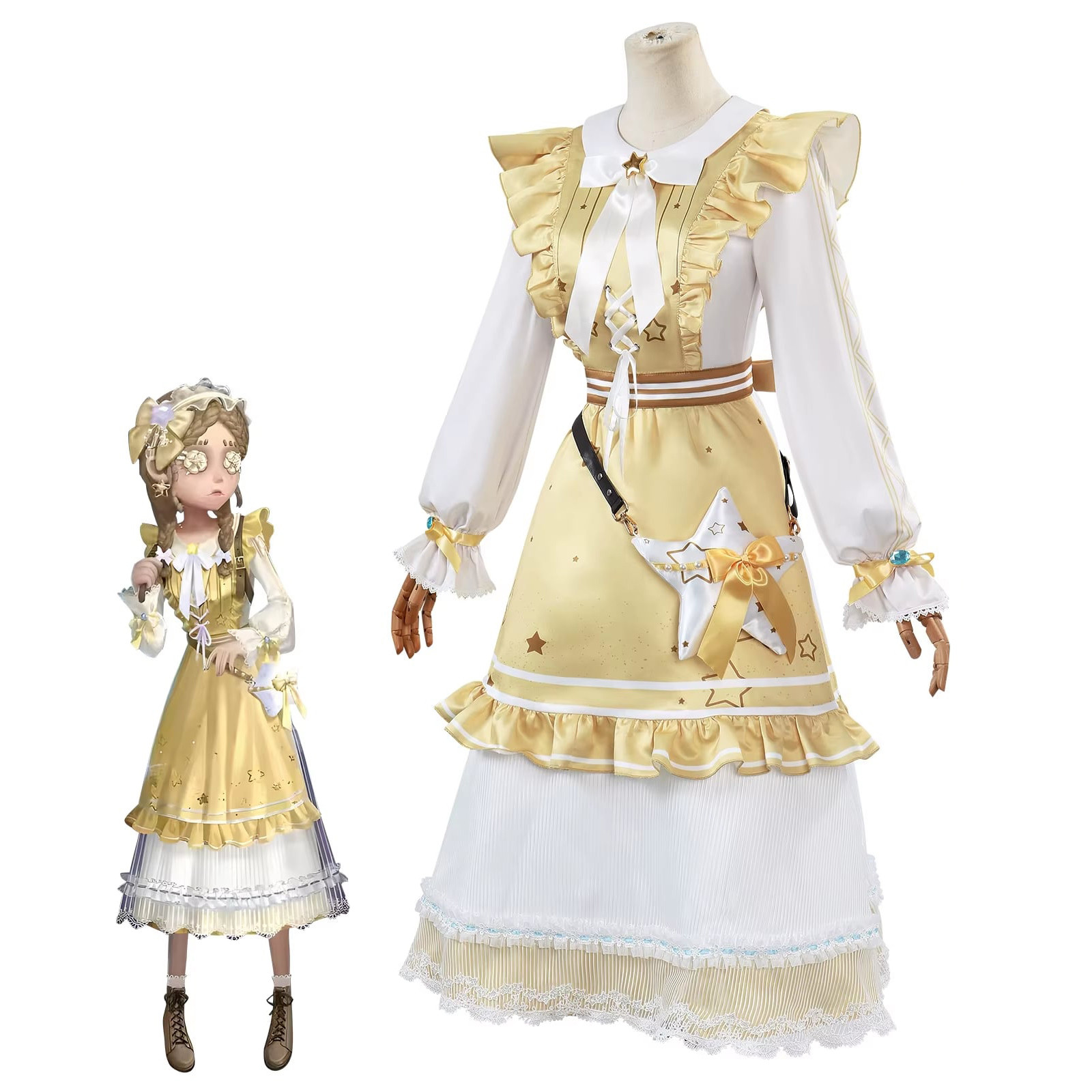 Identity V Anne Lester Costume - White Gold Dress Anne Lester Cosplay