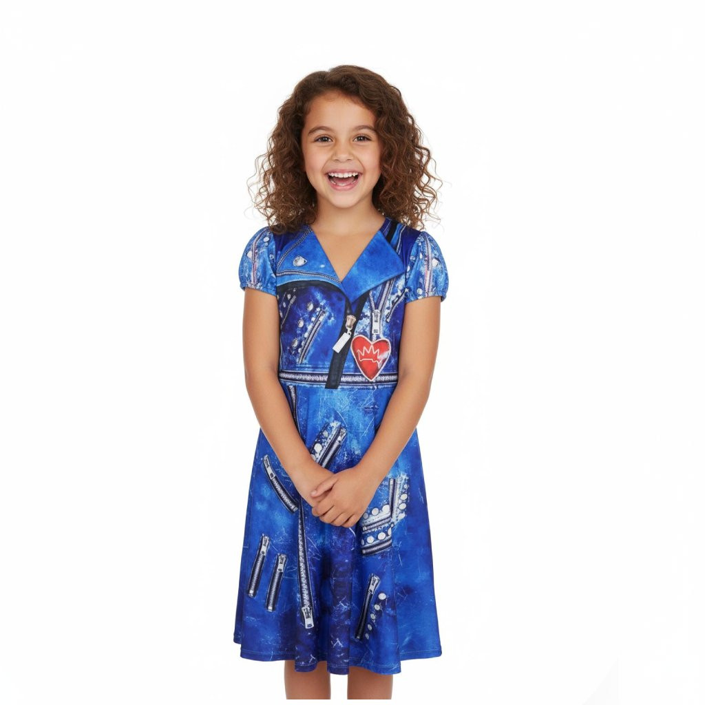 Girls Descendants Evie Costume - Blue Dress Evie Cosplay